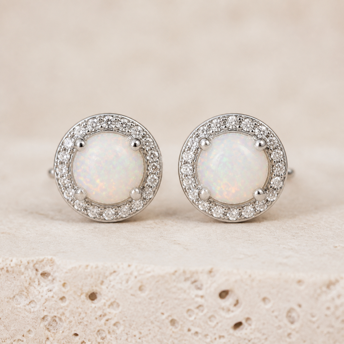 opal halo studs